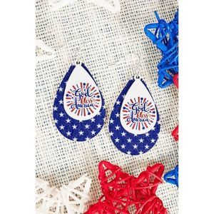 GOD BLESS AMERICA LAYERED TEARDROP EARRINGS